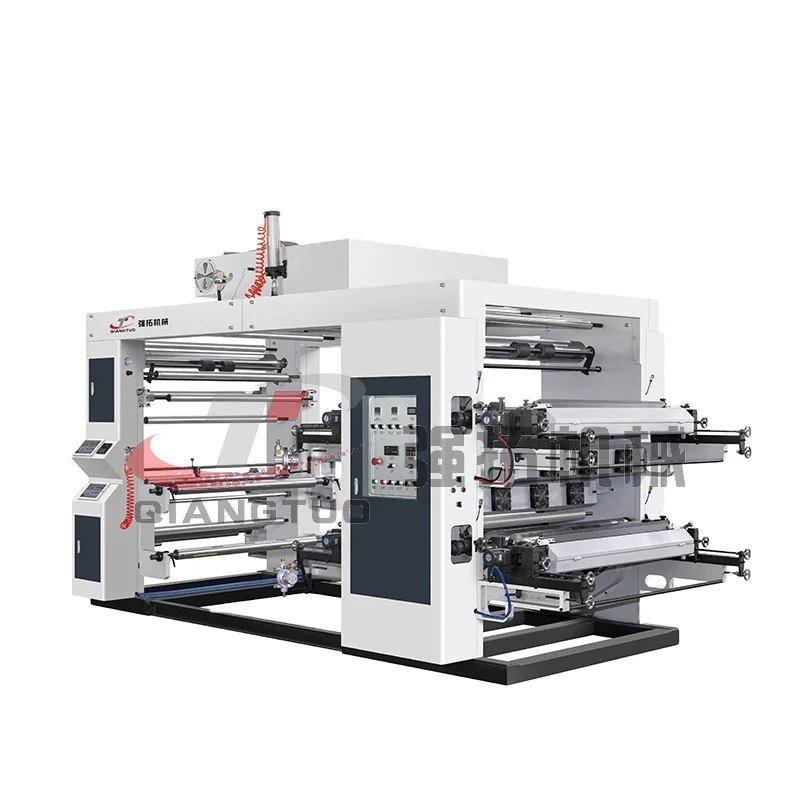QIANGTUO Good quality, factory price roll to roll 4-color plastic flexographic printing machine/flexo printing machine