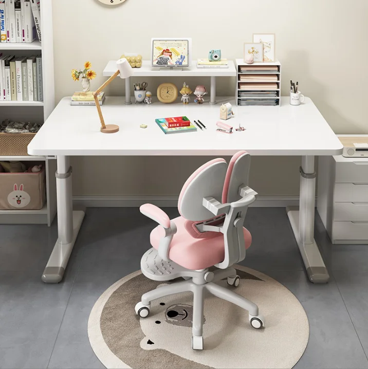 A multifunctional office desk with adjustable height and tilting angle for studying and studying