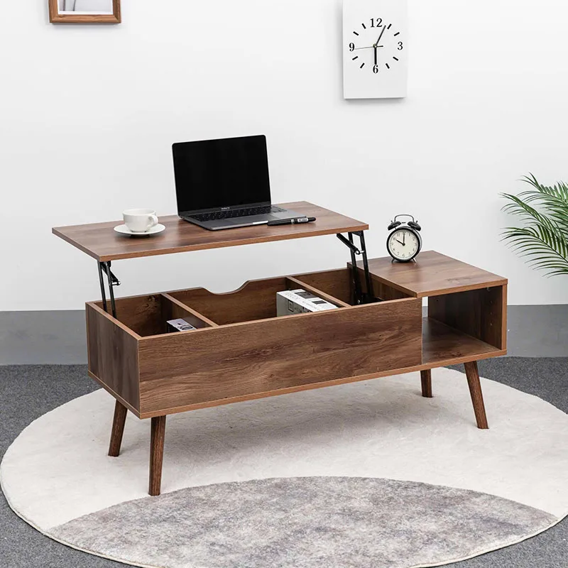 Midcentury vintage room antique lift top height adjustable coffee table with hidden compartment storage
