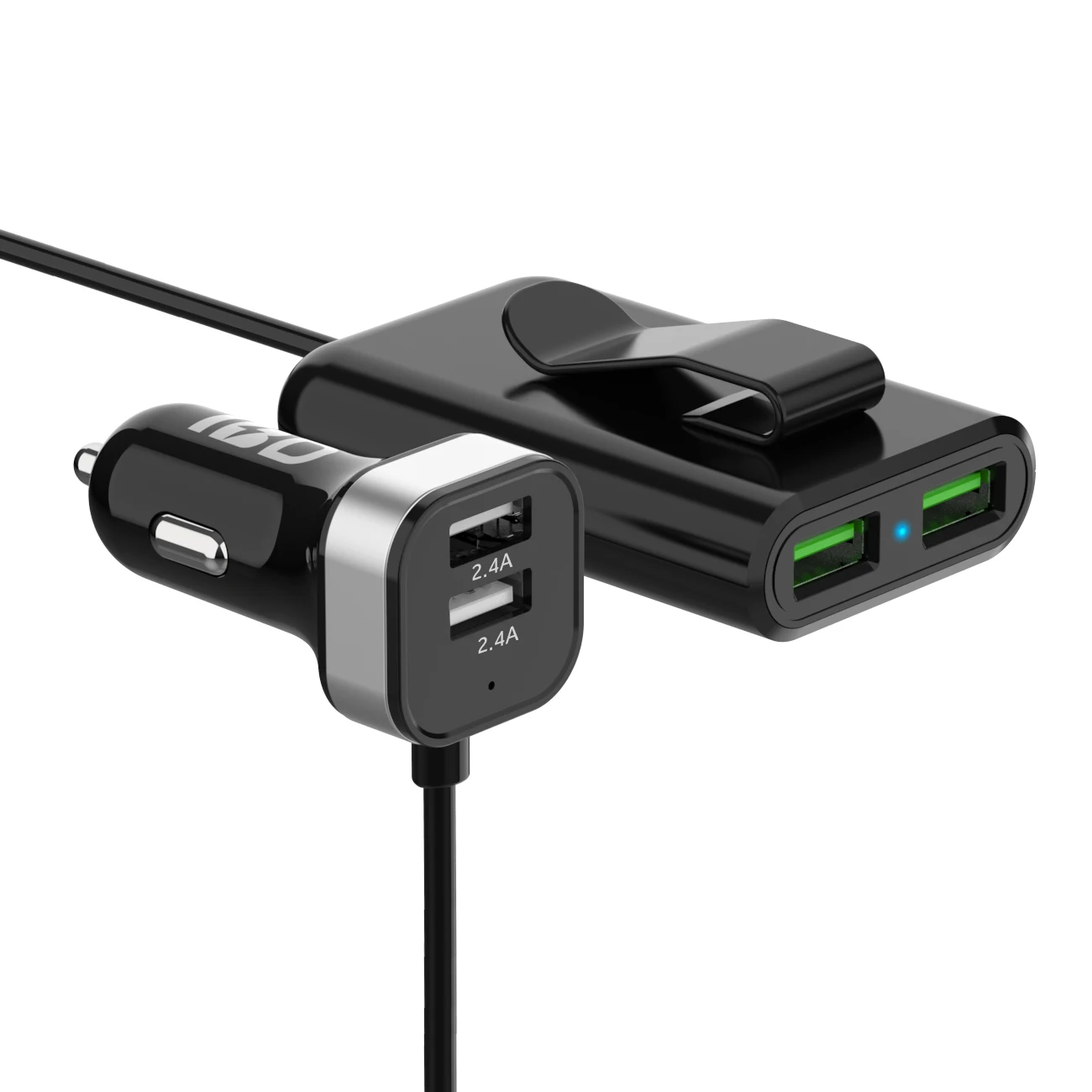 
Shenzhen IBD New MTK PE high speed 4 USB Hub QC3.0 car charger with extension cable 