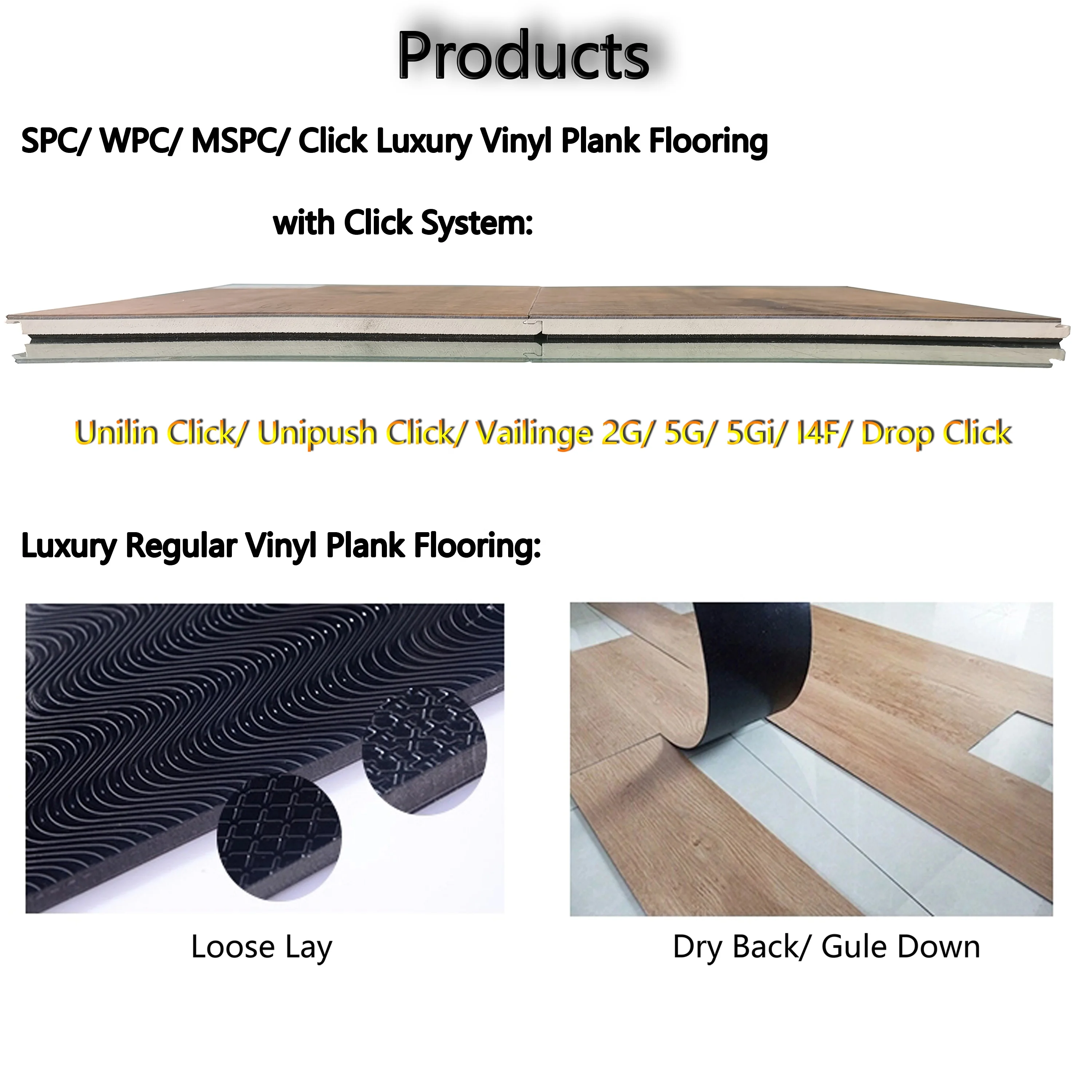 
Wood Grain Parquet Effect Loose Lay PVC Vinyl LVT Plank Flexible Flooring 