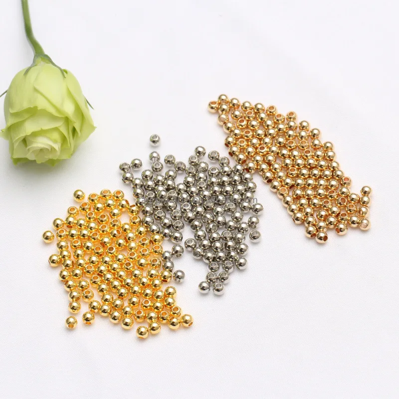 2mm 2.5mm 3mm 4mm 5mm 6mm 8mm DIY Jewelry Accessories Brass Round Beads 14K Copper Gold Plated No Fade Small Golden Beads