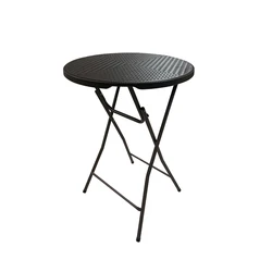 Round Plastic Table High Bar Folding Cocktail Table with Rattan Design for Garden Party or Balcony,wholesale cocktail tables