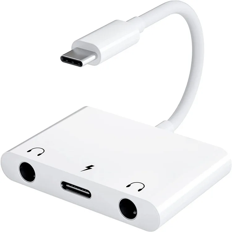 USB C на 3 5 мм аудио адаптер в 1 Aux разветвитель для Наушников двойной разъем и PD 60 Вт Быстрая зарядка