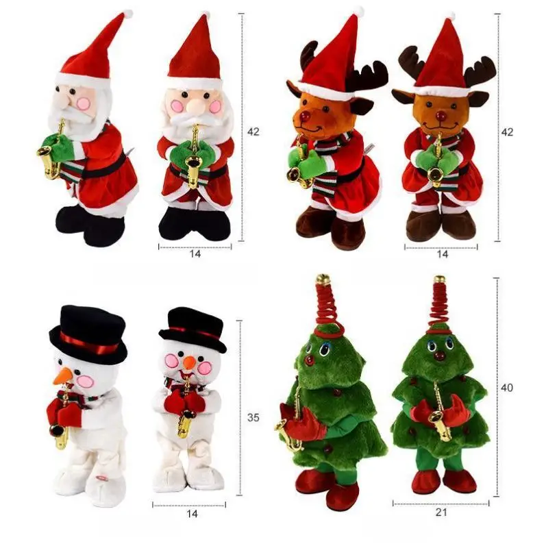 Talking Dancing Singing Tree Snowman Reindeer Santa Electric Stuffed Plush Doll Christmas Decoration Toys