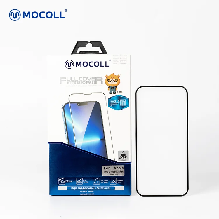 MOCOLL Top Quality Factory  KYANITE Series Japan Asahi  3D Curved Edge HD Clear Tempered Glass Protector for iPhone 14