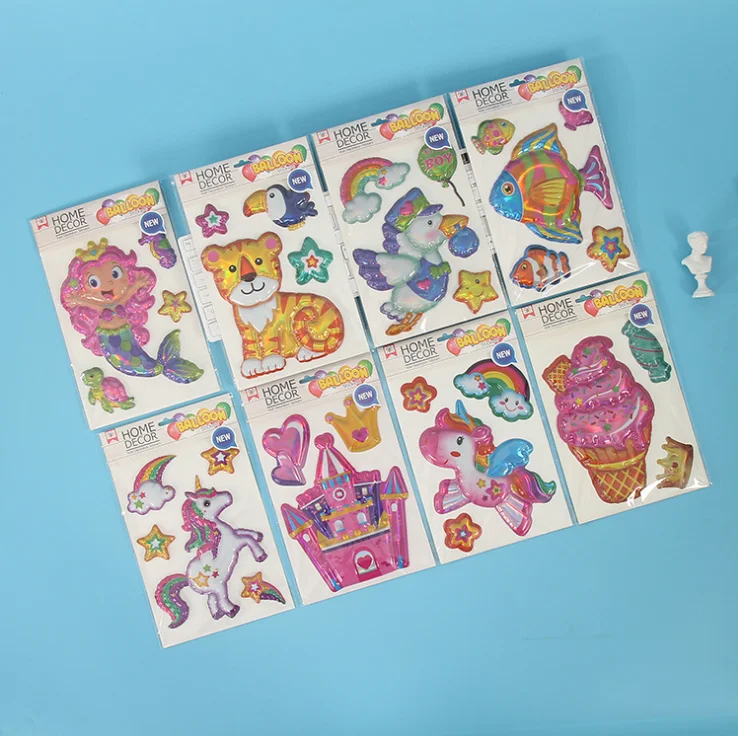 
Custom Full Color Printing Decorative Cartoon 3D Cute Embossed Eva Foam Puffy Dome Epoxy Sticker For Kids 