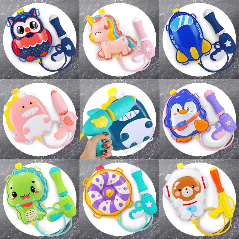 Children backpack water gun toy pull beach splashing water gun
