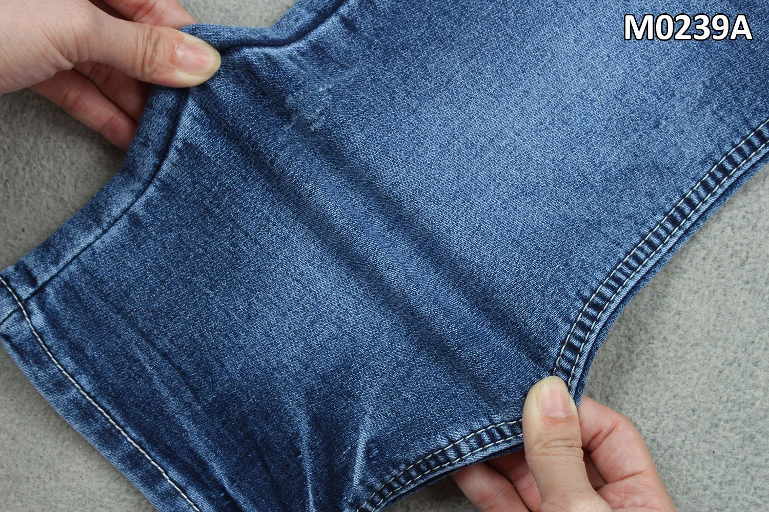 10 Ounce Double Layers Knitting Similar Denim Fabric With Dual-Core Yarn Indigo Blue