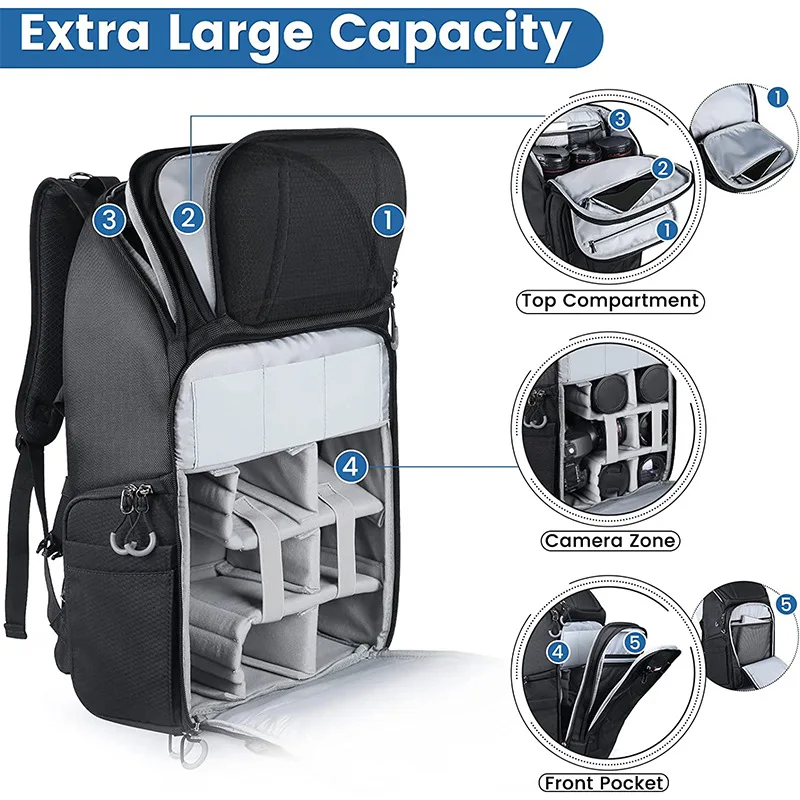 OEM Oxford Camera Video Bags Backpack Photography Bagpack for Outdoor Travel Large Capacity Waterproof Digital Gear Camera Bags