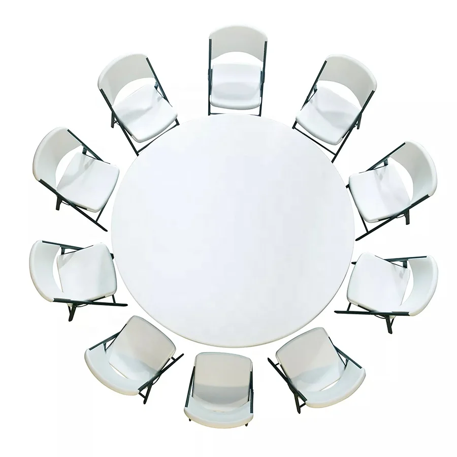 72 inch 6FT White Foldable Outdoor Dinning Party Banquet Wedding Event Plastic Folding Round Table for Sale