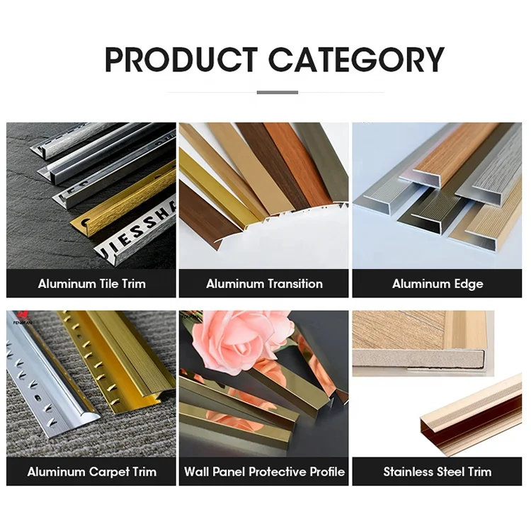 Metal Decorative Strips Aluminium Extrusion Profiles OEM L Shape Straight Aluminum Tile Trim For Wall Corner Decoration