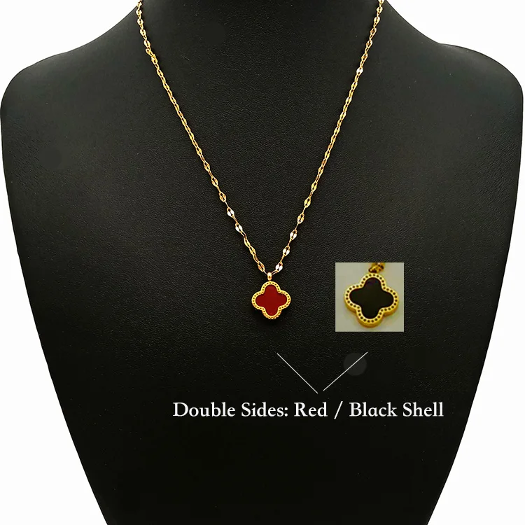 high quality 18k gold plated stainless steel jewelry four leaf clover necklace