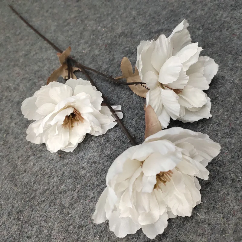 Wholesale Home Wedding Decoration Manufacturer 3 Heads European Style Single Stem Silk Fabric Peonies Artificial Flower