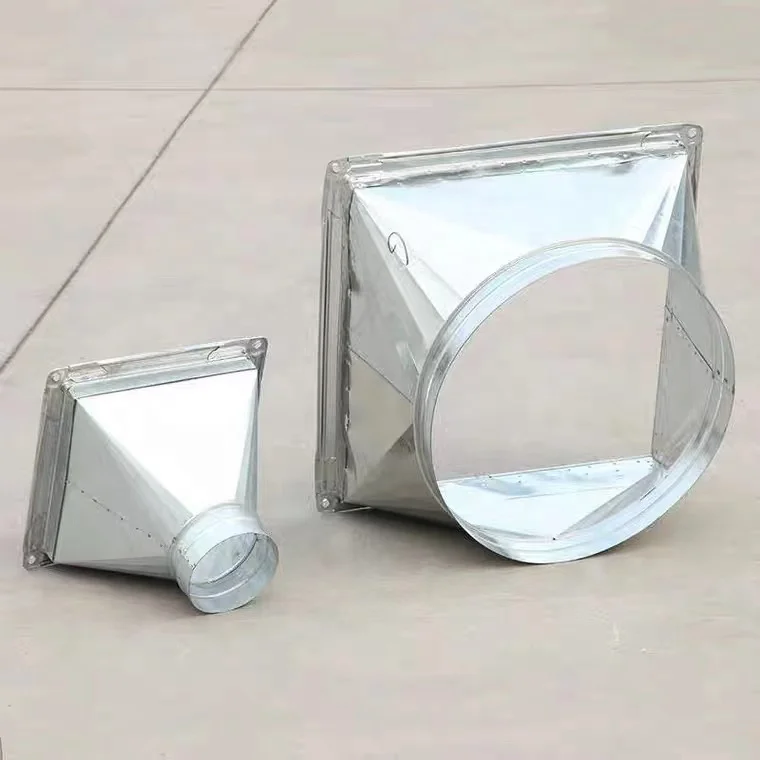 Ventilation system air duct fittings square to round adaptor