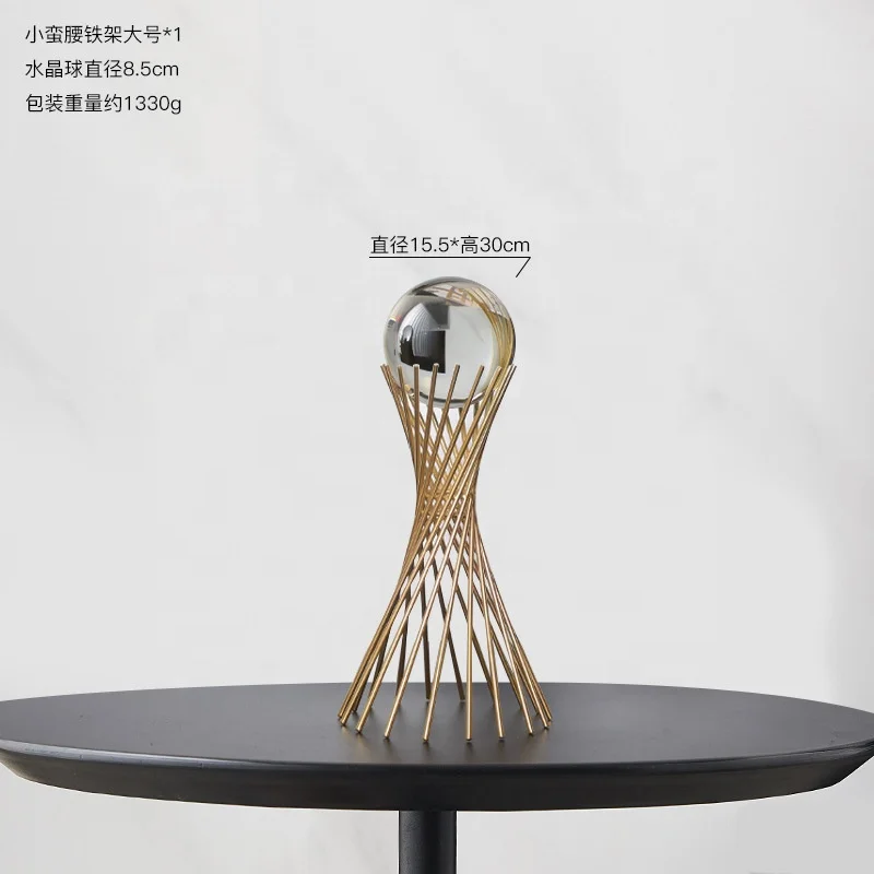 Nordic light luxury creative crystal ball decoration living room TV cabinet metal wine cabinet home decoration crafts