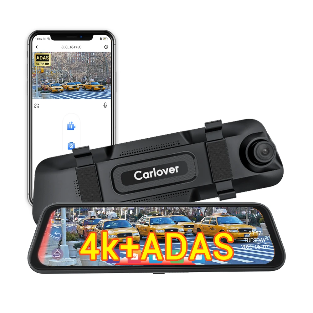 Carlover Car Video Recorder Vehicle Electronics 10 inch 4K ADAS Dual Lens Mirror DVR