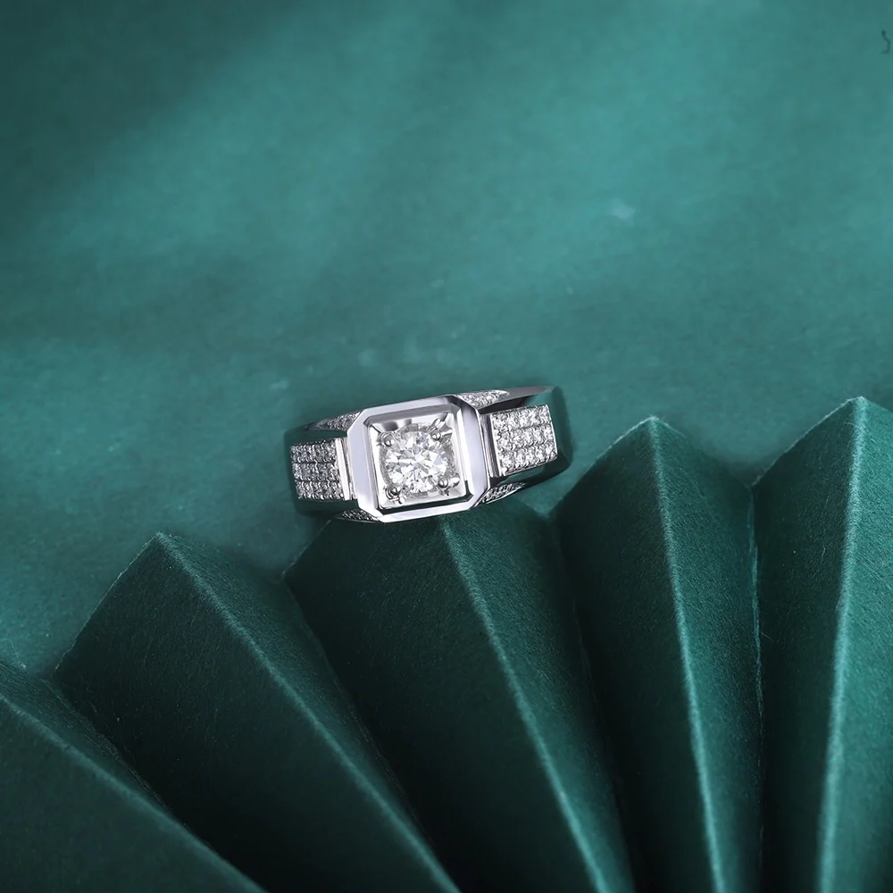 Kenturay Jewelry Square Shape Fashion Style Ring Shining Diamond For Husband