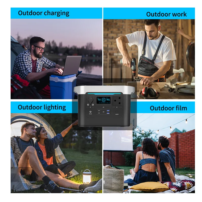 Outdoor Portable Power Station Solar Generator MPPT Controller Pure Sine Wave Lithium Ion EU Home Use Auto-Direct Solar Battery
