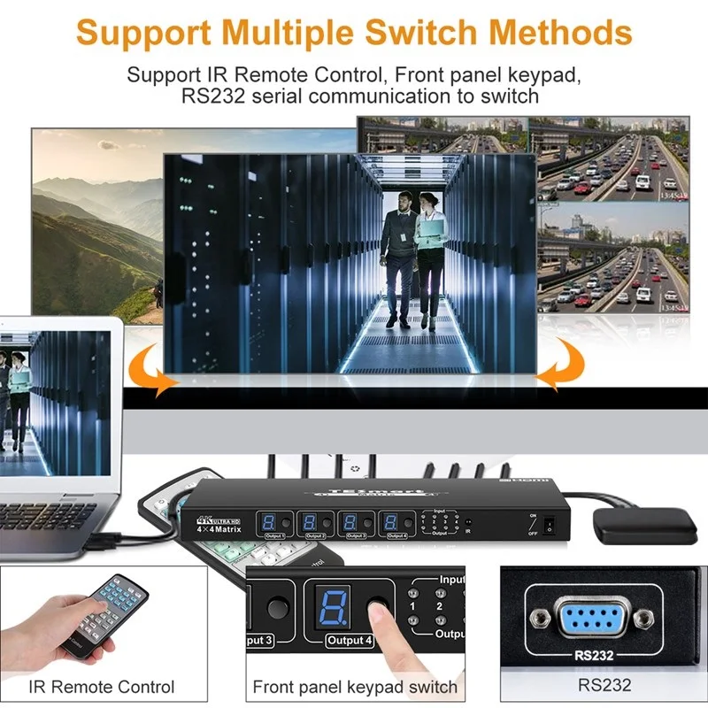 TESmart матричный HDMI коммутатор 4K HD 1080P поддержка 4-4 EDID разветвитель 4x4 4k30hz видеомаритрный селектор