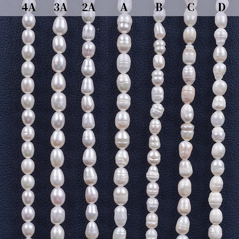5-6mm AAAA AAA AA A B C D different grade White Natural Loose Beads Real Freshwater Rice Pearl Strand