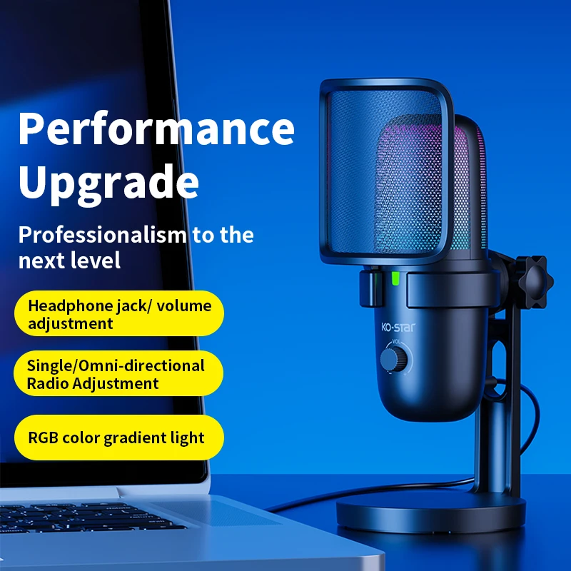 Dynamic professional wireless microphone gaming usb studio microphone condenser recording podcast streaming microphone