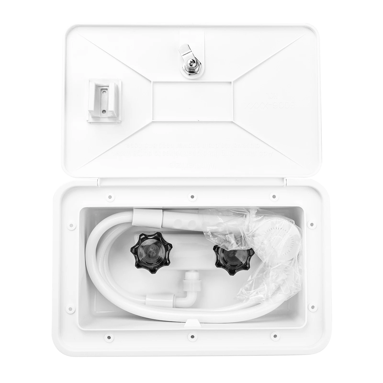 RV Exterior Shower Box Kit with Dust Cover, Outdoor Waterproof Showering Box for Camper Trailer UV Protected