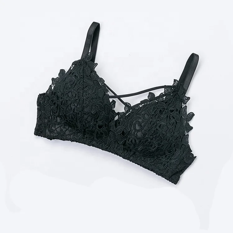 
1907 Women Summer Transparent Wire Free Thin Cup Cute Embroidered Sexy Push Up Bra Lace Brassiere 