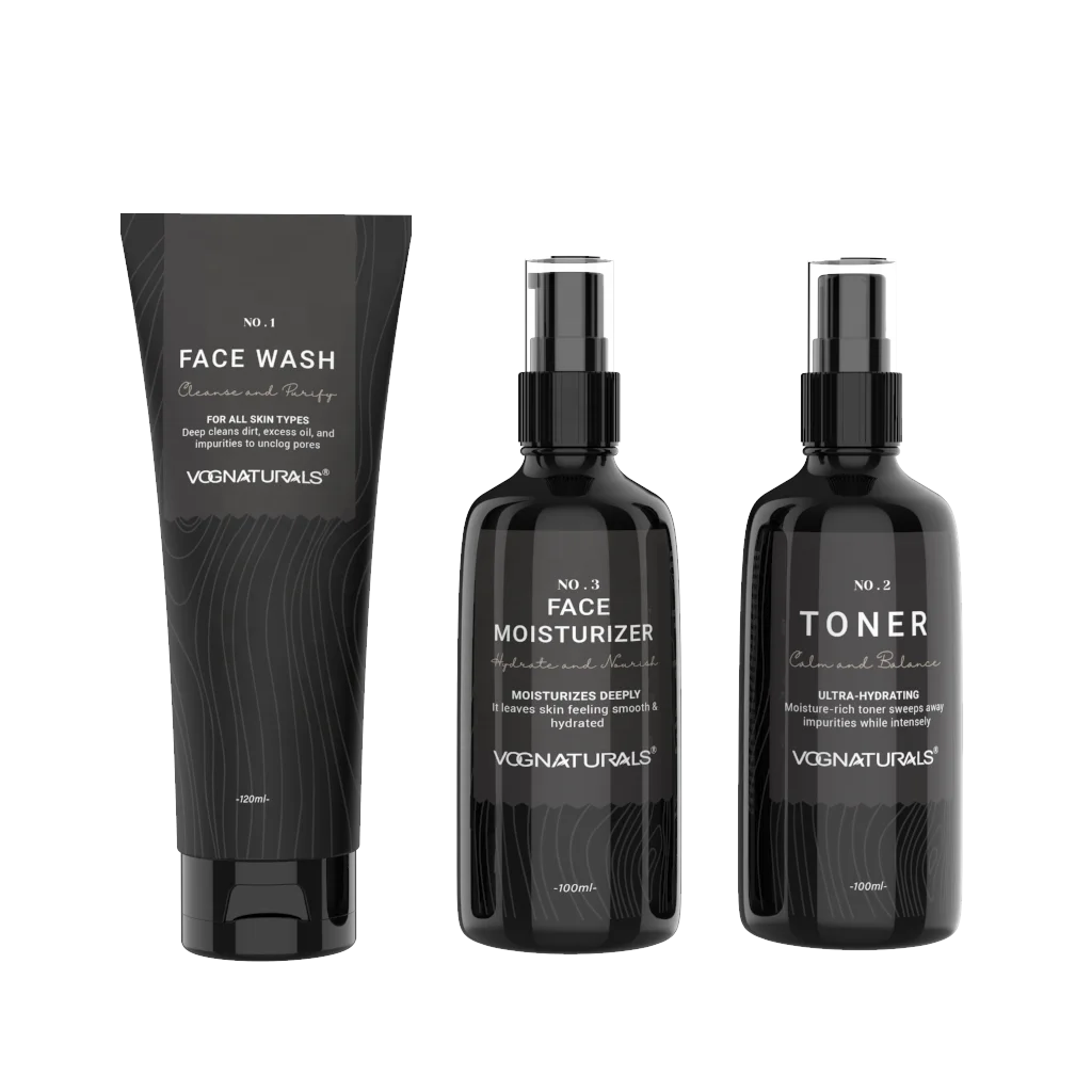 Private Label Skin Care For Men 3 Steps Routine Men Face Wash Toner And Cream Skin Care Set
