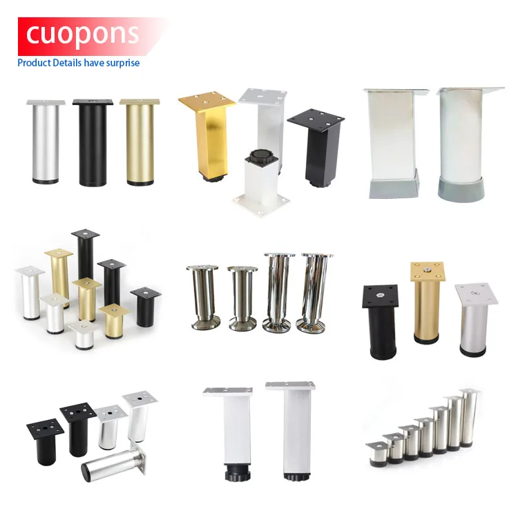 toco adjustable iron golden metal polished chrome steel square caps brass table dining sofa legs for furniture