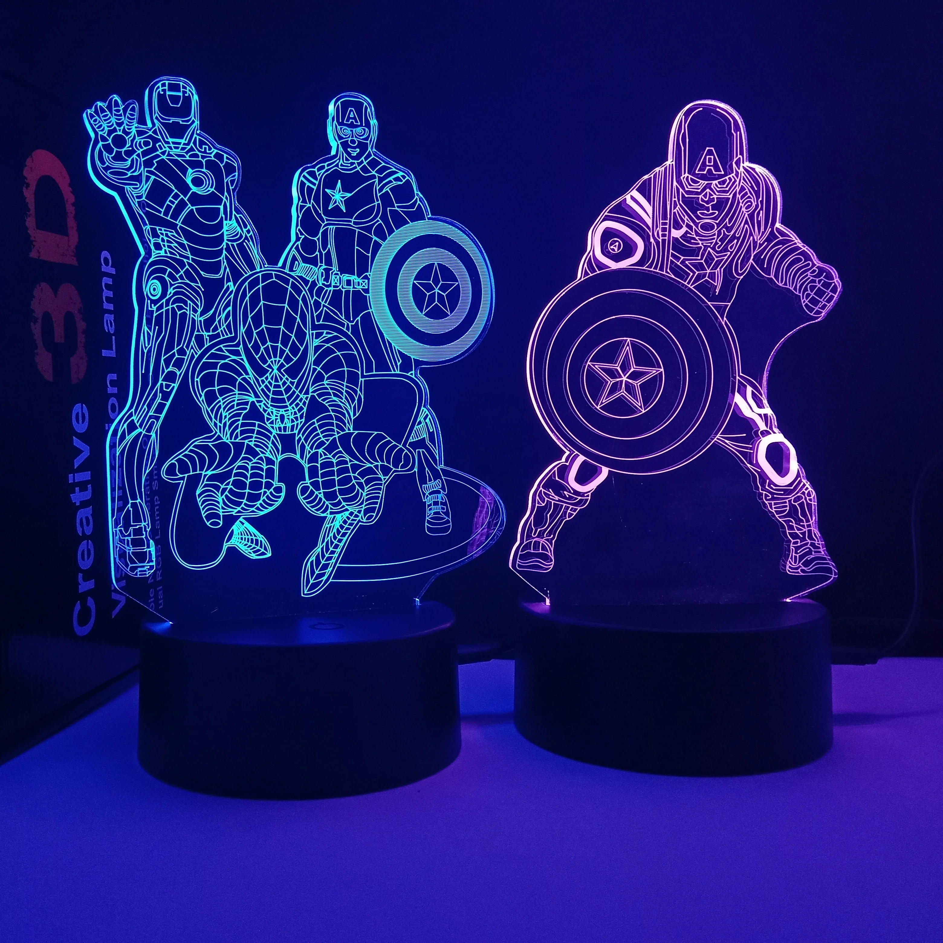 Marvel Heroes Building Animals Vision 3D Night Light,10 Super Bright Led Light Lamps,3D Night Light Baby 16 LED Colors Remote