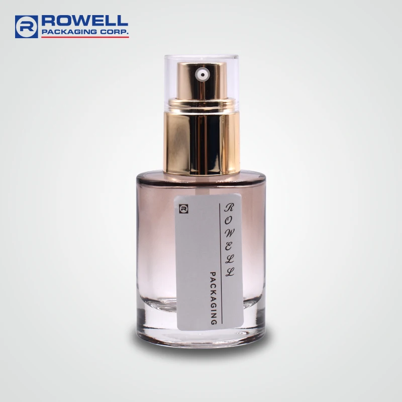 2022 Hot Sales 100ml Lotion Pump Glass Bottle with ALU Gold Press Pump Packaging