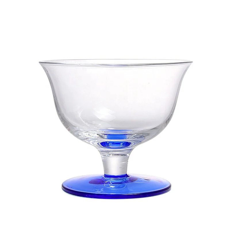 Transparent Dessert Ice Cream Glass Cake Bowl for Household Sundae Glass with High Foot