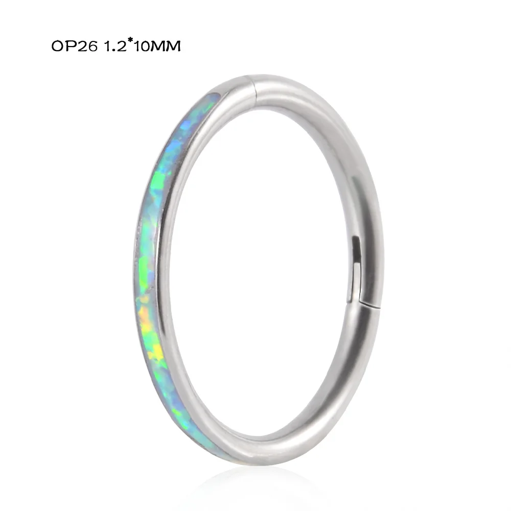 R.Gem. 16G G23 Titanium Opal Cartilage Earrings Nose Ring Lip Rings Hinged Daith Septum Piercing Jewelry