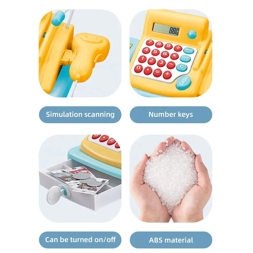 2024 Kids hot sale simulation calculator cash register toys pretend play shopping supermarket swiping card cash register toys