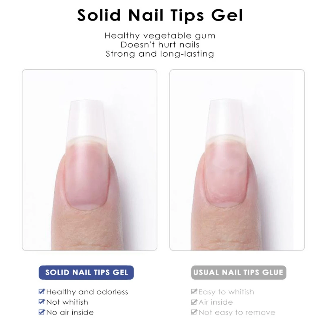 Solid Nail Tips Gel Glue for Acrylic Press On Nails Fake Nails Solid Builder Gel In 15ML Jar UV Light Cured