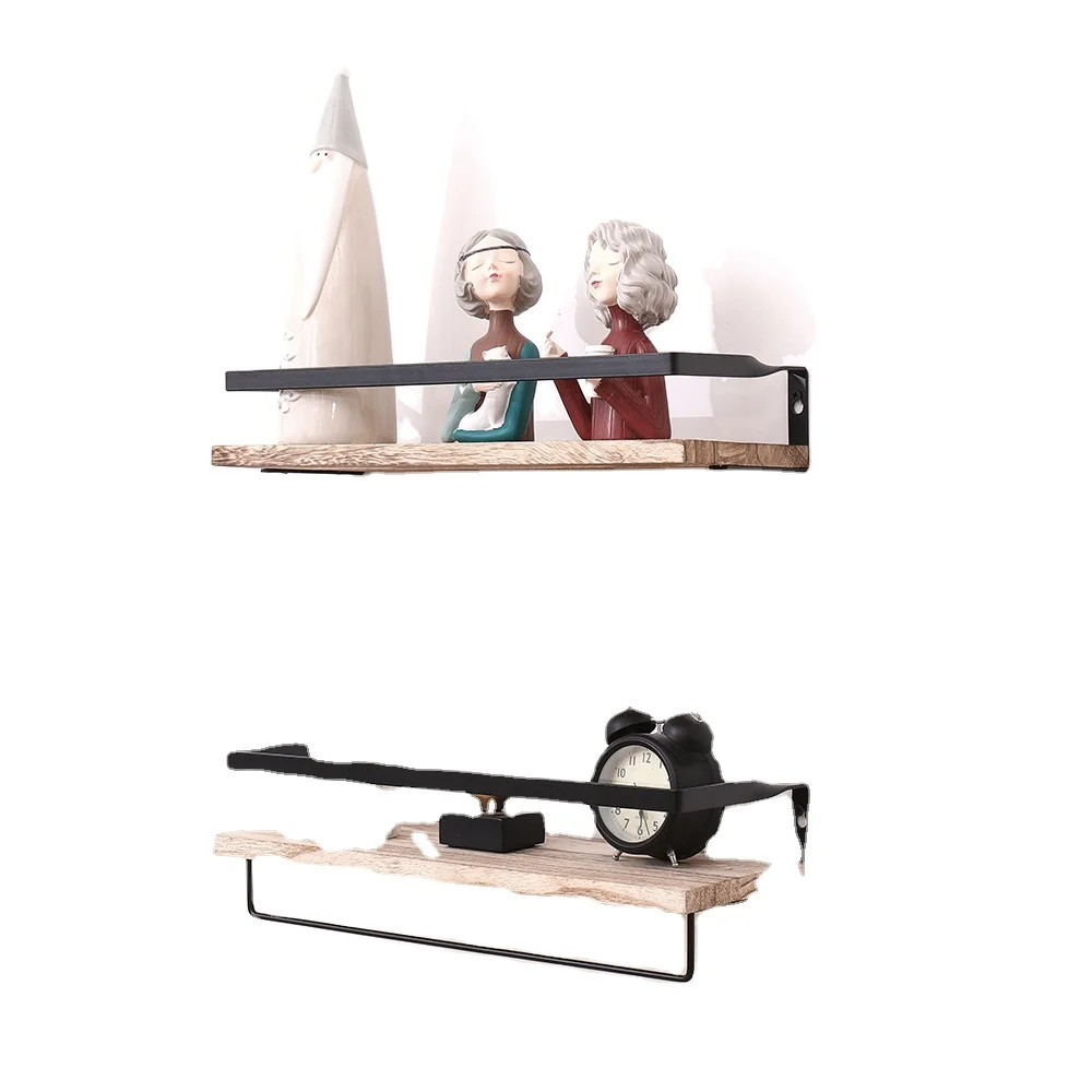 Bathroom Wall Shelving Wooden Shelving Kitchen Bathroom Iron Wall Hanging Partition Floating Shelves Set of 2 Farmhouse Shelf