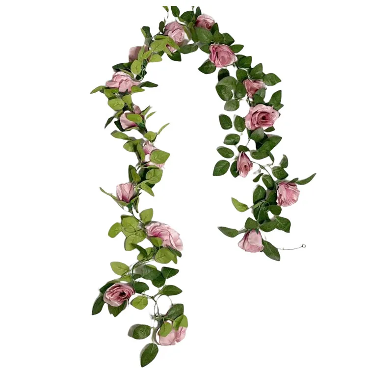 Wholesale Bulk 227cm Length 10 Heads Silk Red Rose Wall Decor Vines Flower Artificial