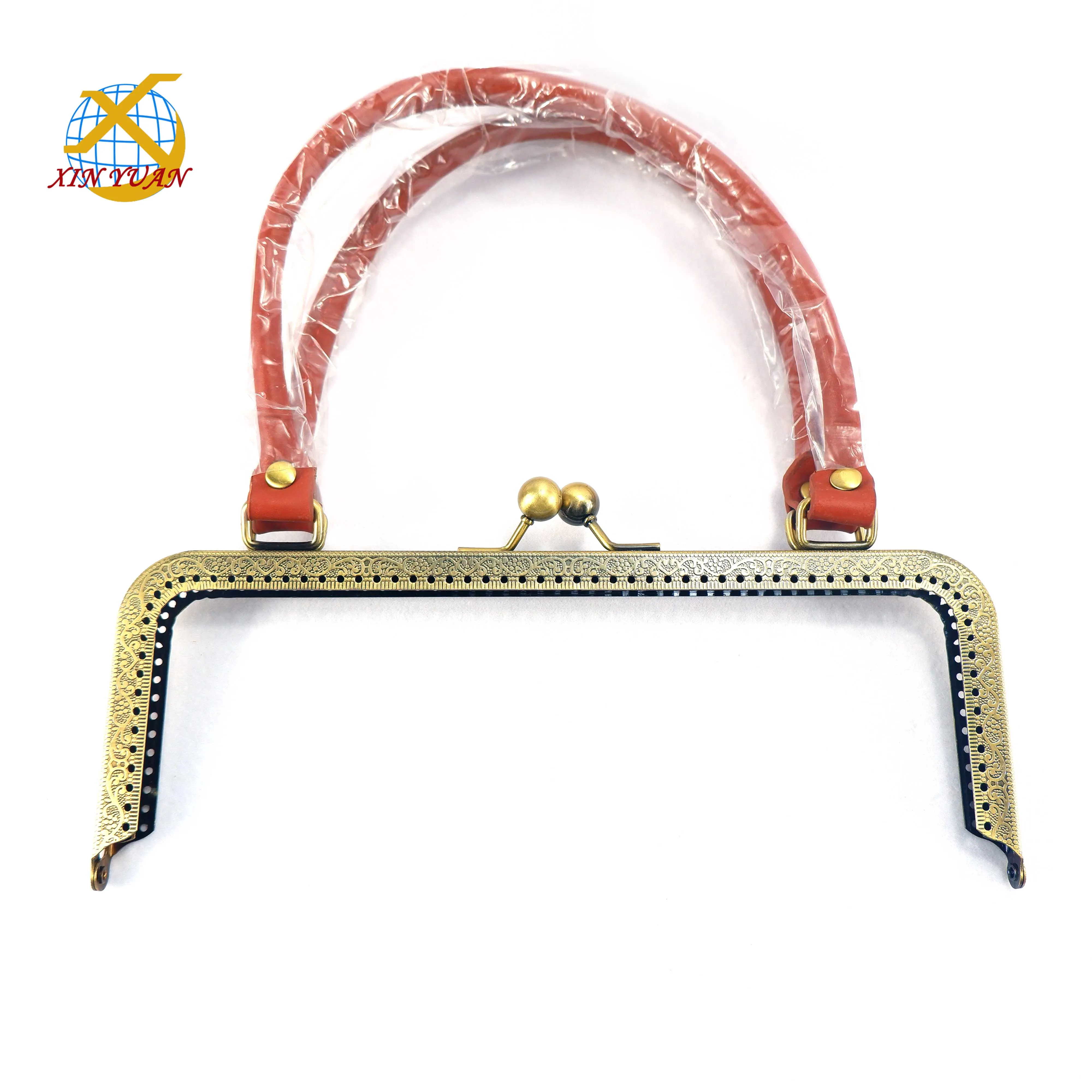24*9cm Color Antique Copper clutch bag purse frames metal hardware with brown handle accessories lock