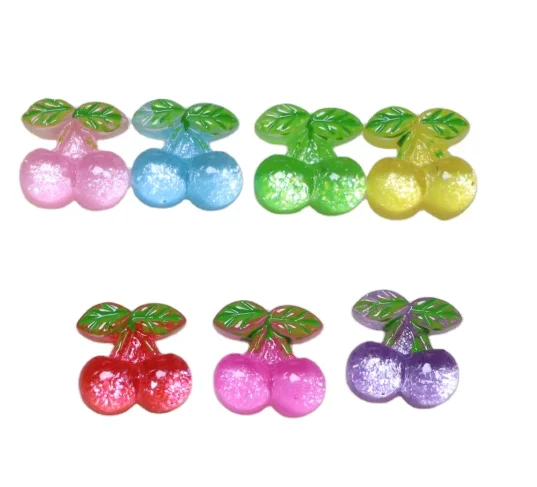 100Pcs Valentine Red Lip Gloss Cherry Slime Charms Resin Flat Back Cabochon Fit Phone Parts Hair Bows Embellishments