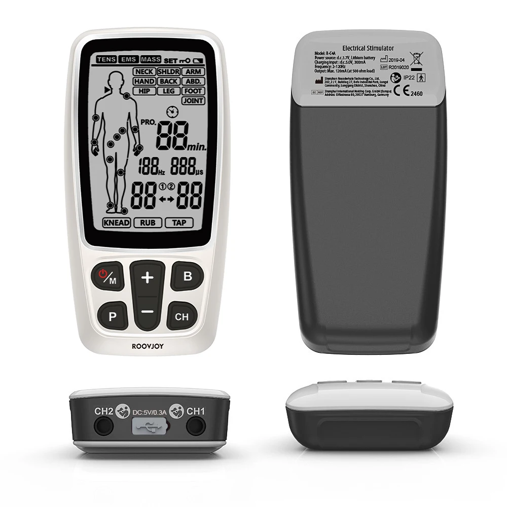 ROOVJOY 3 in 1 TENS EMS MASSAGE Medical Devices Home-use Unit for Pain Relief and Muscle Training