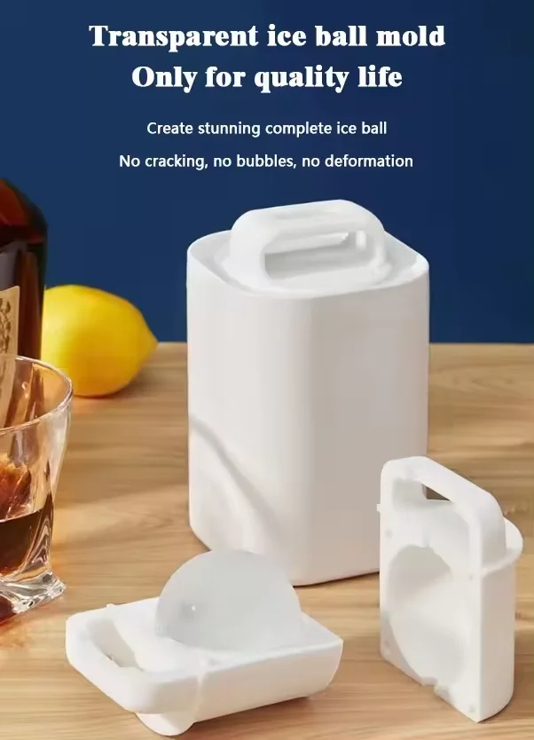 High Quality Transparent Silicone Ice Ball Maker Mold Tray Sustainable Tooling for Whiskey Red Wine Cocktail Preparation