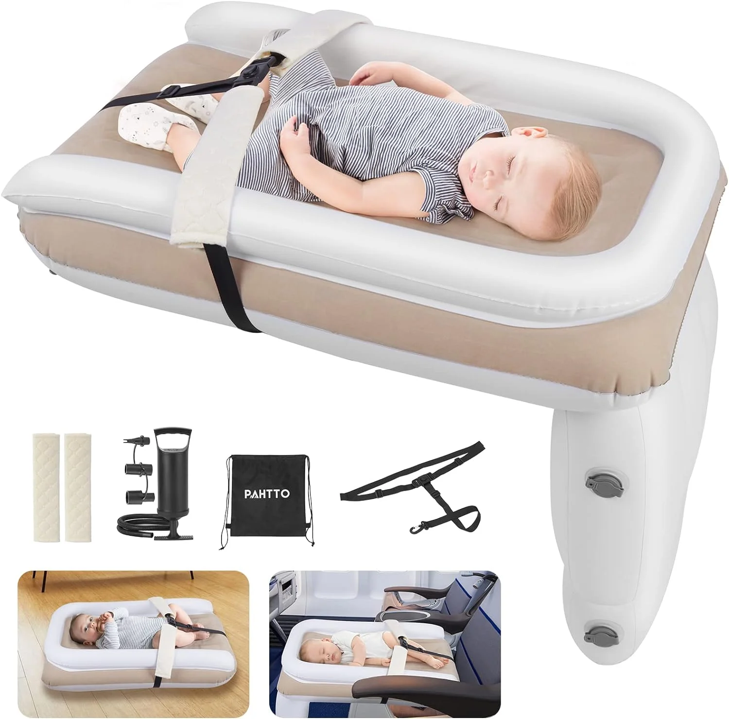 Factory OEM Inflatable Airplane Bed for Kids Portable Toddlers Blow Up Bed for Travel Baby Mattress with Hand Pump