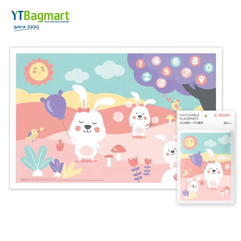 Eco-friendly Biodegradable Plastic Baby Placemat Disposable Table Topper for Kids