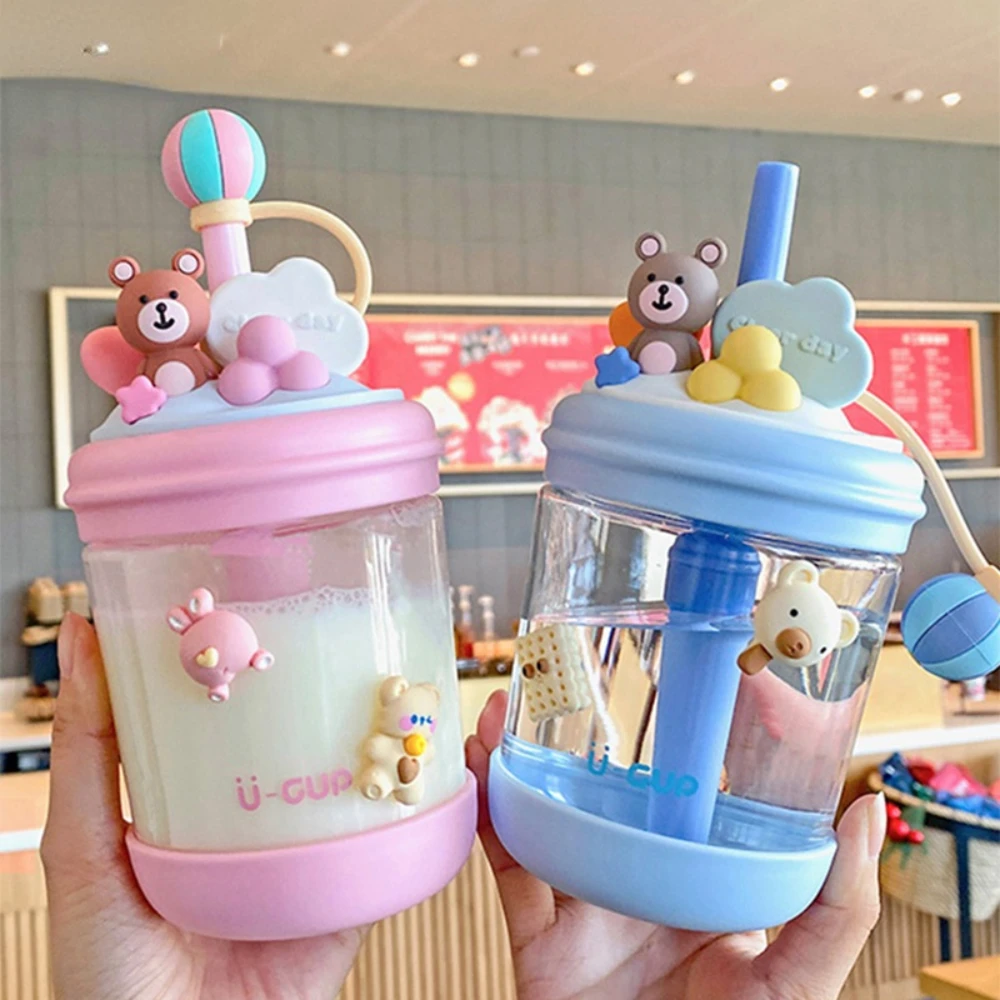 yiwu Wholesale 470ml portable cute cartoon tritan kids water bottle school kawaii pattern plastic water bottle