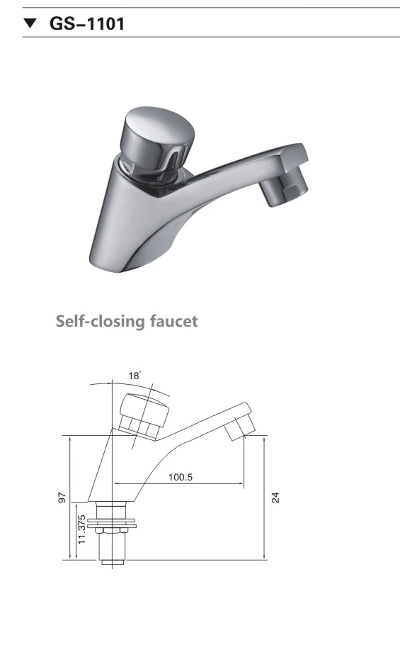Public Bathroom Use Brass Water Saving Self Closing Push Basin Pillar Time Delay Faucet