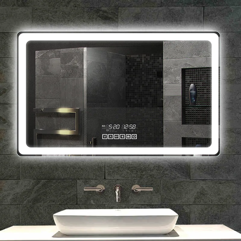 Hot sale crystal light dimmable cosmetic magic mirror LED wall mouted mirror with android wifi