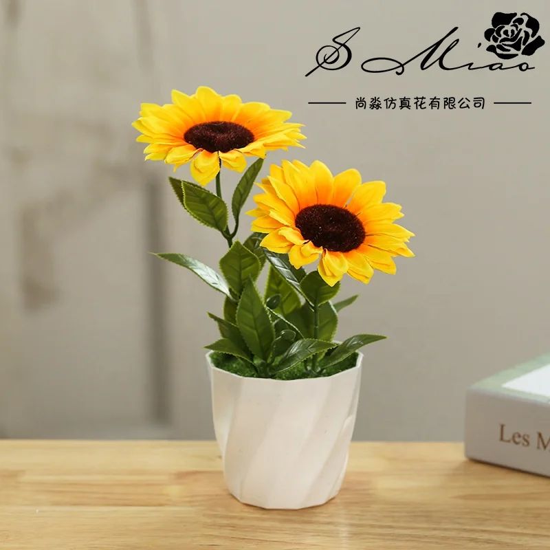 Living Room Indoor Plant Decoration Two-headed Rose Bonsai Simulated Artificial Plant Bonsai