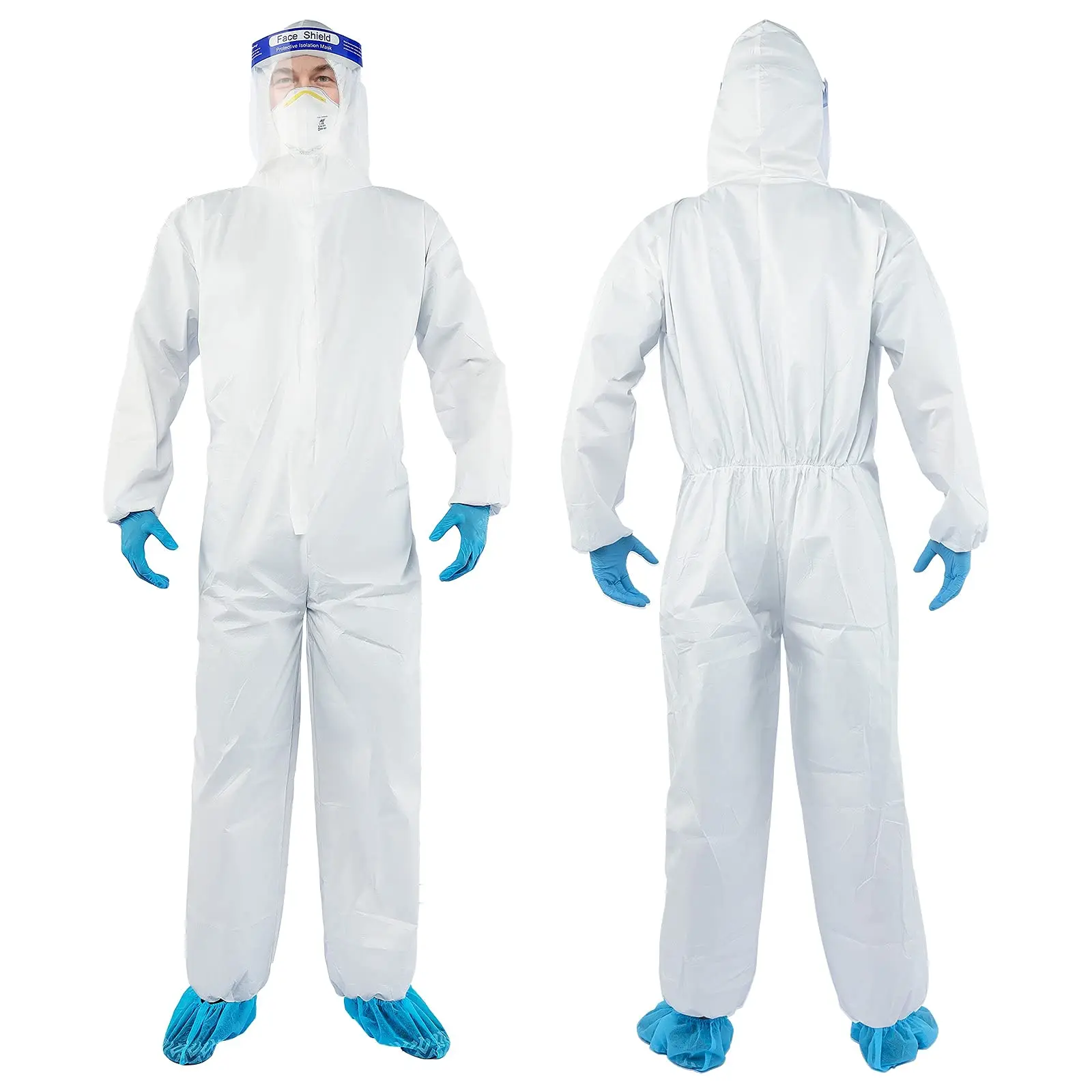 Disposable Hooded Coverall with Two Way Front Zipper for Cleaners, Painters, Food Servers Produced