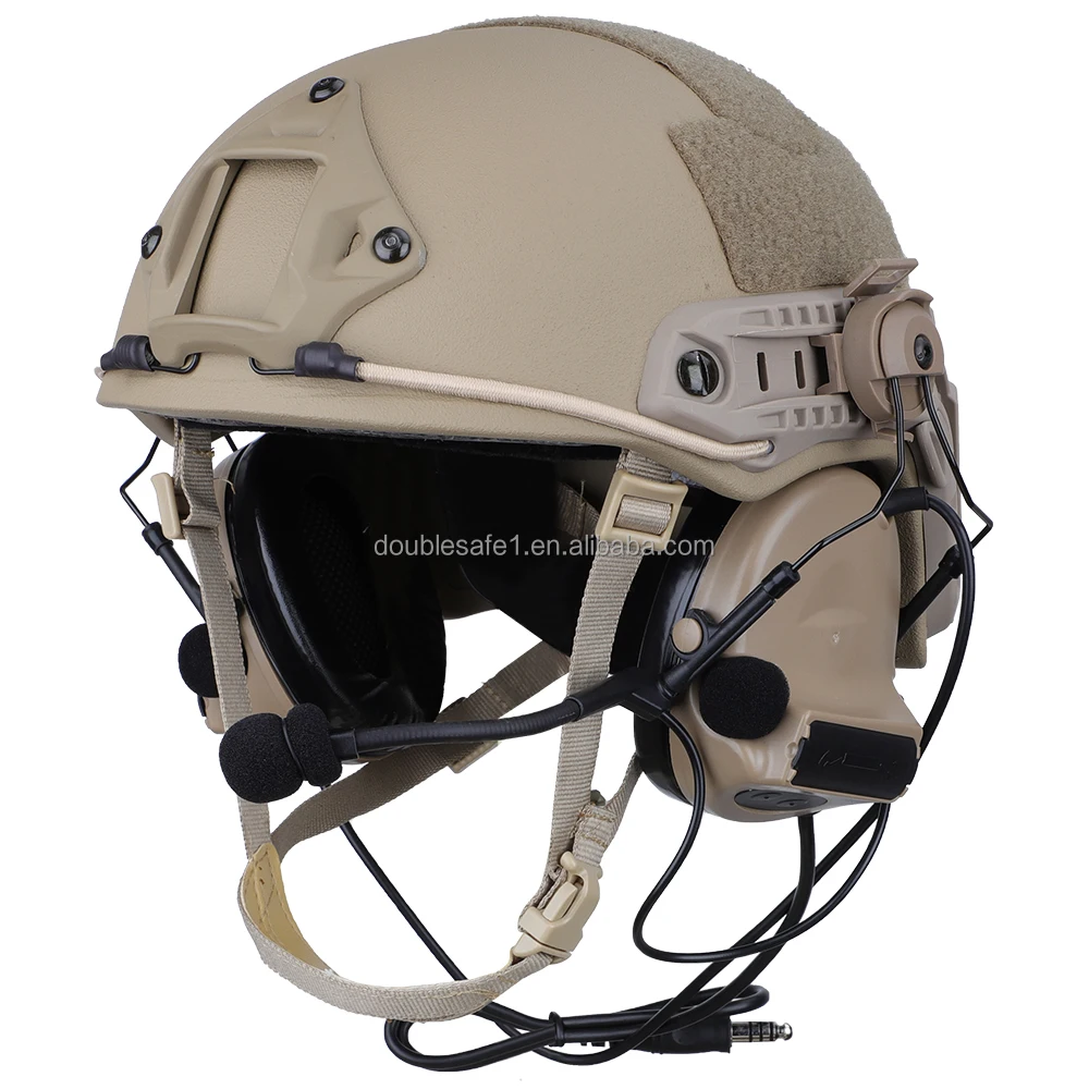 Double Safe Custom Khaki Outdoor Personal Protective Ballistic PE UHMWPE Aramid Fast Tactical Helmet